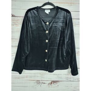 Diane Von Furstenberg Velvet Button Front Cardigan 2x Womens Cottage Core Grunge